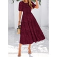 thumbnail image 3 of Vestido MIDI KIRUNDO para mujer, de verano, con estampado floral, color rojo vino, 3 of 8
