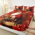 thumbnail image 3 of Manfei Retro Santa Claus Twin Sheet Sets,Merry Xmas Twin Fitted Sheet,Christmas Gifts Flat Sheet For Teens,Luxury Bedroom Decor,3-Piece, 3 of 7