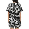 thumbnail image 6 of Fotbe Psychedelic Skull Illusion Art Print Pajama Set for Women 2 Piece Loungewear Short Sleeve Tops and Shorts Set Soft Sleepwear-Small, 6 of 7