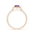 thumbnail image 2 of ANGARA Natural Round Amethyst Ring with Hexagonal Diamond Halo in 14K Rose Gold for Women (Size-5mm) | February Birthstone, Birthday, Anniversary, Jewelry Gift for Women | Natural Amethyst Ring, 2 of 9