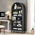 thumbnail image 5 of IFGET 71" Tall Arched Shoe Storage Cabinet, 3 Adjustable Shelves, 7-Tier Freestanding Open Display Shoe Closet Shelf Organizer, 5 of 6