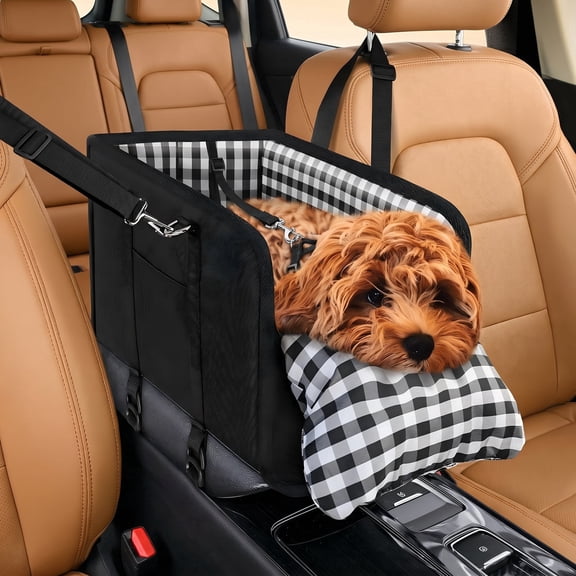 Dog Car Seat for Small Dogs, Portable Booster Seat with Safety Buckles, Fits Pets Up to 11lbs, Black
