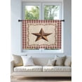 thumbnail image 4 of Sheer Curtains 54 Inch Length, Western Texas Star Retro Semi Sheer Curtains Light Filtering Window Treatment, Rustic Vintage Farm Red Beige Plaid Privacy Voile Drapes for Living Room 52x54 Inch, 4 of 7