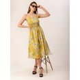 thumbnail image 6 of DressBerry Women's Printed Cotton Poplin Strap Shoulders Dress Sleeveless Calf Length Smocked Front Flared Hem Casual&nbsp;Summer Wear Midi Length Light Weighted Wavy Party Wear Dress, 6 of 7