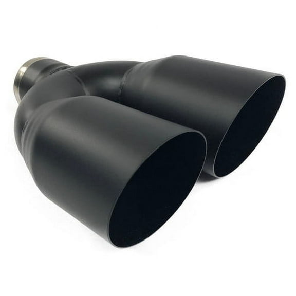 Exhaust Tip 2.50 In Inlet Dual 3.50 Dia Outlets 10.00 In Long Slant Black HT Stainless Wesdon Exhaust Tip