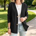 thumbnail image 4 of GILIGEGE Womens Oversized Cotton Linen Blazer,Button Up Crew Neck Lightweight Cardigan,Open Front Cardigan Shirt,Solid Color Loose Tops,Casual Long Sleeve Jackets,fall fashion must haves Black L, 4 of 6