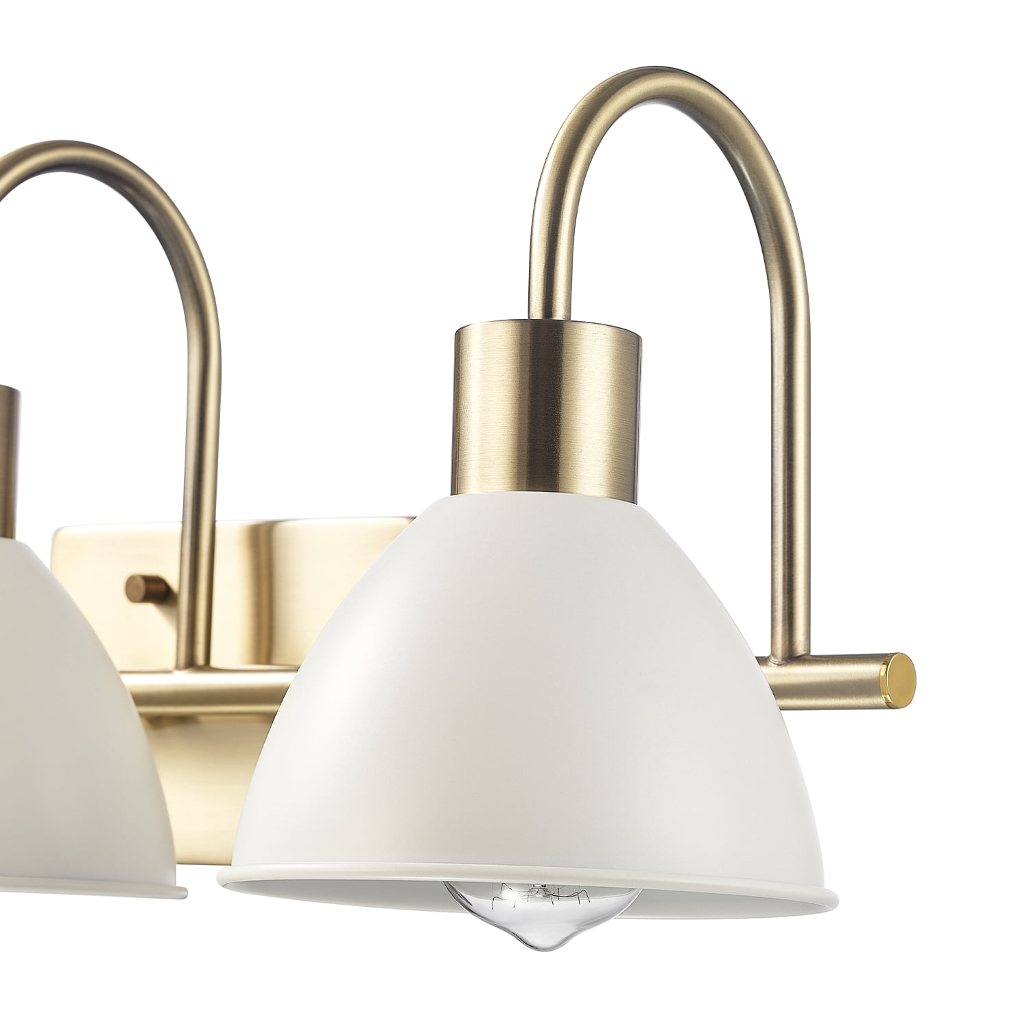 Globe Electric 24" 3-Light Matte Brass Vanity Light, White Metal Shades, Soft Glam Style, 91006818