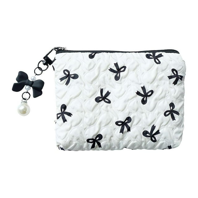 Bow Knot Striped Mini Drawstring Bag Cosmetic Storage Pouch Women Wallet Sweet Kawaii Plandent Pendants Storage Mini Bag