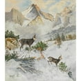 thumbnail image 2 of Georg Berger 12x14 Gold Ornate Wood Frame and Double Matted Museum Art Print Titled - Chamois in a Winter Landscape, 2 of 4