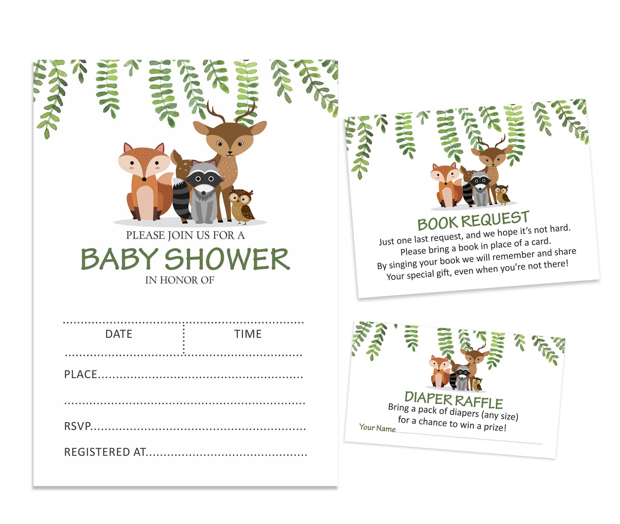 Inkdotpot Set Of 30Jungle Animals Baby Shower Invitations-Diaper Raffle Tickets And Baby Shower Book Request Cards Gender Neutral Invites Its A Boy Its A Girl