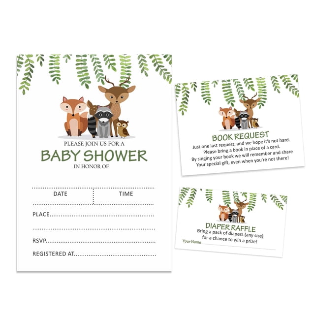 Inkdotpot Set Of 30Jungle Animals Baby Shower Invitations-Diaper Raffle Tickets And Baby Shower Book Request Cards Gender Neutral Invites Its A Boy Its A Girl