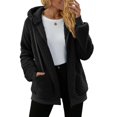 thumbnail image 3 of Women's Winter Fleece Jacket Zip Up Hooded Sherpa Fuzzy Coat Solid with Pockets Warm Fluffy Outerwear, 3 of 6