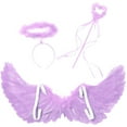 thumbnail image 2 of TiaoBug Angel Feather Wings with Headband Fairy Stick Accessory Set for Themed Party Fancy Dress-up Light Purple S, 2 of 3