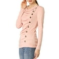 thumbnail image 5 of Allegra K Women's Cowl Neck Buttons Decor Long Sleeves Ruched Blouse, 5 of 7