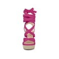 thumbnail image 6 of BLISSFUL STEP Women's Shoes Lace Up Espadrilles Wedge Heel Platform Open Toe Sandals Hot Pink 9, 6 of 8