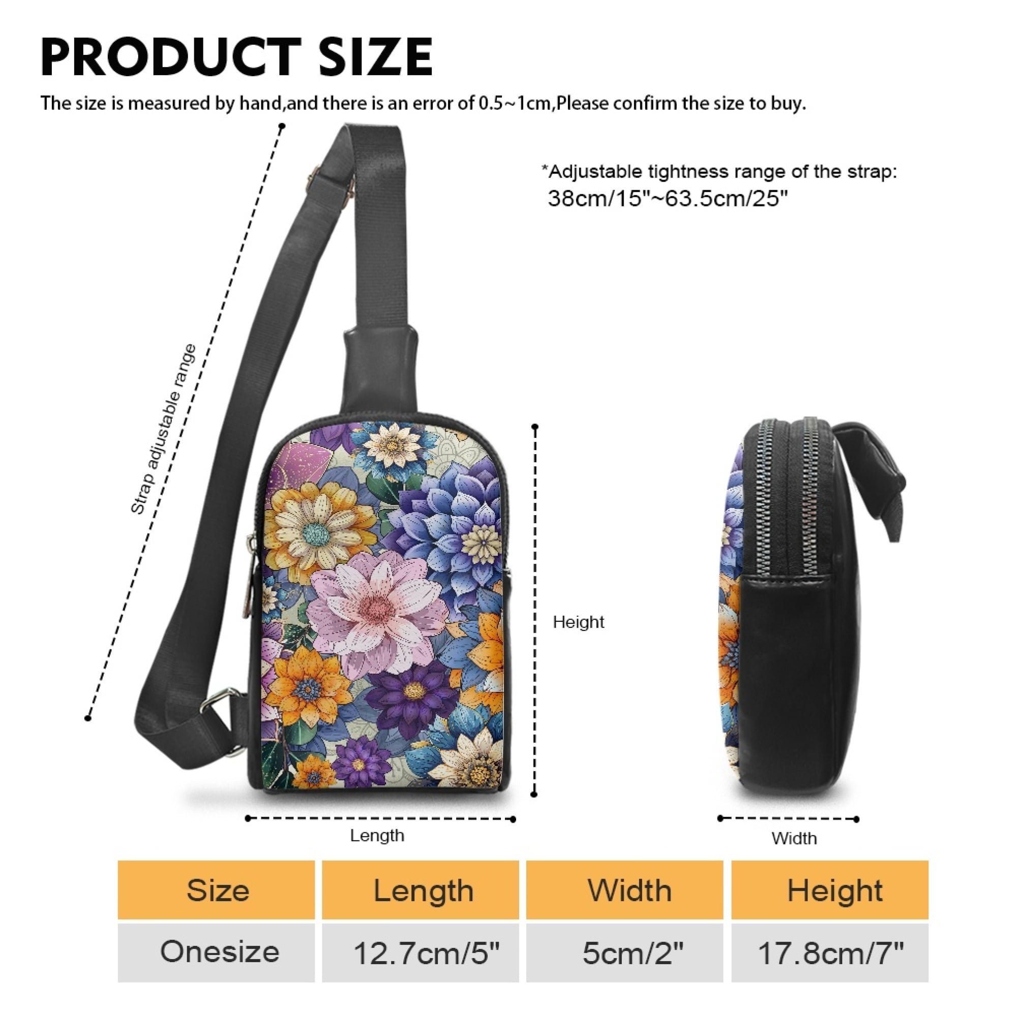 FOR U DESIGNS Boho Mandala Flower Small Sling Bag for Women PU Leather Crossbody Bags Fanny Pack Fashion Chest Bag for Dating Shopping Casual Shoulder Bag with 4 Card Slot