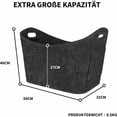 thumbnail image 2 of Fireplace Wood Basket, Felt Log Basket, Foldable Felt Log Basket, Fireplace Wood Bag for Wood, Newspapers, Firewood, 53x30x40cm, Dark Grey, 2 of 5