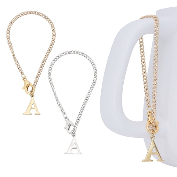 4PCS Letter Charm Accessories Initial Letter Handle Charm Initial Identification Charms Initial Name ID Personalized Handle Charm for Water Bottle Cup