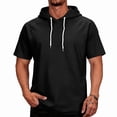 thumbnail image 3 of Short Sleeve Hoodies Men Comfort Lightweight Athletic Gym Workout Sweatshirt Outdoor Hiking Fishing Shirts with pockets Black L, 3 of 8