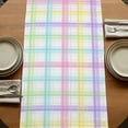 thumbnail image 5 of Table Runners 36 Inches Long Dress Scarves, White Grid Farmhouse Kitchen/Dining Table Runner, Short Coffee Tablerunners, Colorful Plaid Modern Geometric Pattern 13x36 Inch, 5 of 9