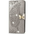 thumbnail image 2 of Compatible with Google Pixel 4A 5G Case Glitter Leather Flip Wallet Diamond Butterfly Shockproof Case with Card Holder Stand Case for Google Pixel 4A 5G / Pixel 5XL Crystal Grey, 2 of 14