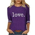 thumbnail image 4 of TaTaai T-Shirt Ample à Manches 3/4 et Col Rond pour Femme avec Imprimé « Love » de la Saint-Valentin, Cadeau de la Saint-Valentin, Haut Décontracté pour la Maison et le Travail, 4 of 5