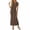 Brown, variant on Short Sleeve Floral Midi Dresses For Women Round Neck Bodycon Sundress Casual Summer Elegant Wedding Guest Party Dress