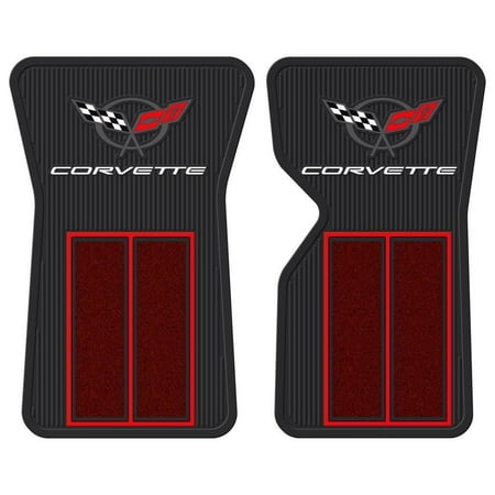 2pc 68- 82 Red Corvette Semi Carpeted Rubber Front Floor