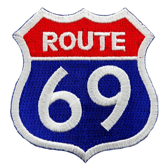 Route 69 Road Sign Embroidered Iron-On Patch
