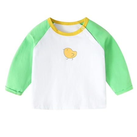 

LBECLEY Boys Sports Kids Children Toddler Baby Boys Girls Long Sleeve Cotton Cute Cartoon Animals Patchwork T Shirt Blouse Tops Outfits Clothes Toddler Shirt Boy Green 90