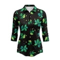 thumbnail image 2 of Uorisanigo Four-Leaf Clover Womens Moisture Wicking Casual Tennis Activewear Comfortable Breathable Athletic Polo Workout Tops Soft 3/4 Sleeve Fashionable Outing Wear Size M, 2 of 7