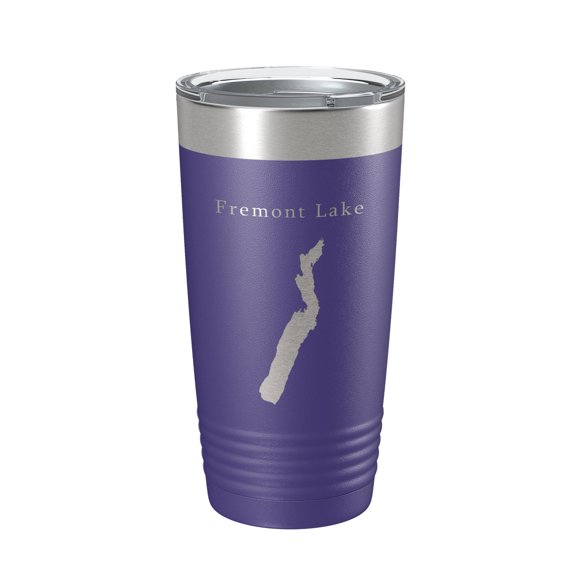 Fremont Lake Map Tumbler Travel Mug Insulated Laser Engraved Coffee Cup Wyoming 20 oz Purple