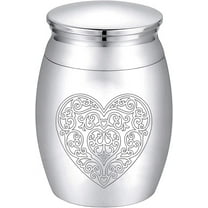 Small Urns for DIY Ashes Mini Cremation Urns Ashes Keepsake Memorial Stainless Steel Metal Funeral Urn Burial for DIY Pet Human Dog Cat 1.57 x 1.18 Inch-Heart(Silver)