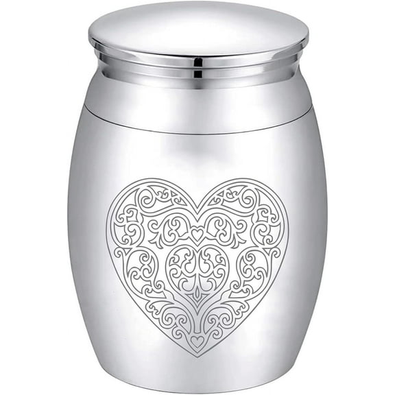 Small Urns for DIY Ashes Mini Cremation Urns Ashes Keepsake Memorial Stainless Steel Metal Funeral Urn Burial for DIY Pet Human Dog Cat 1.57 x 1.18 Inch-Heart(Silver)