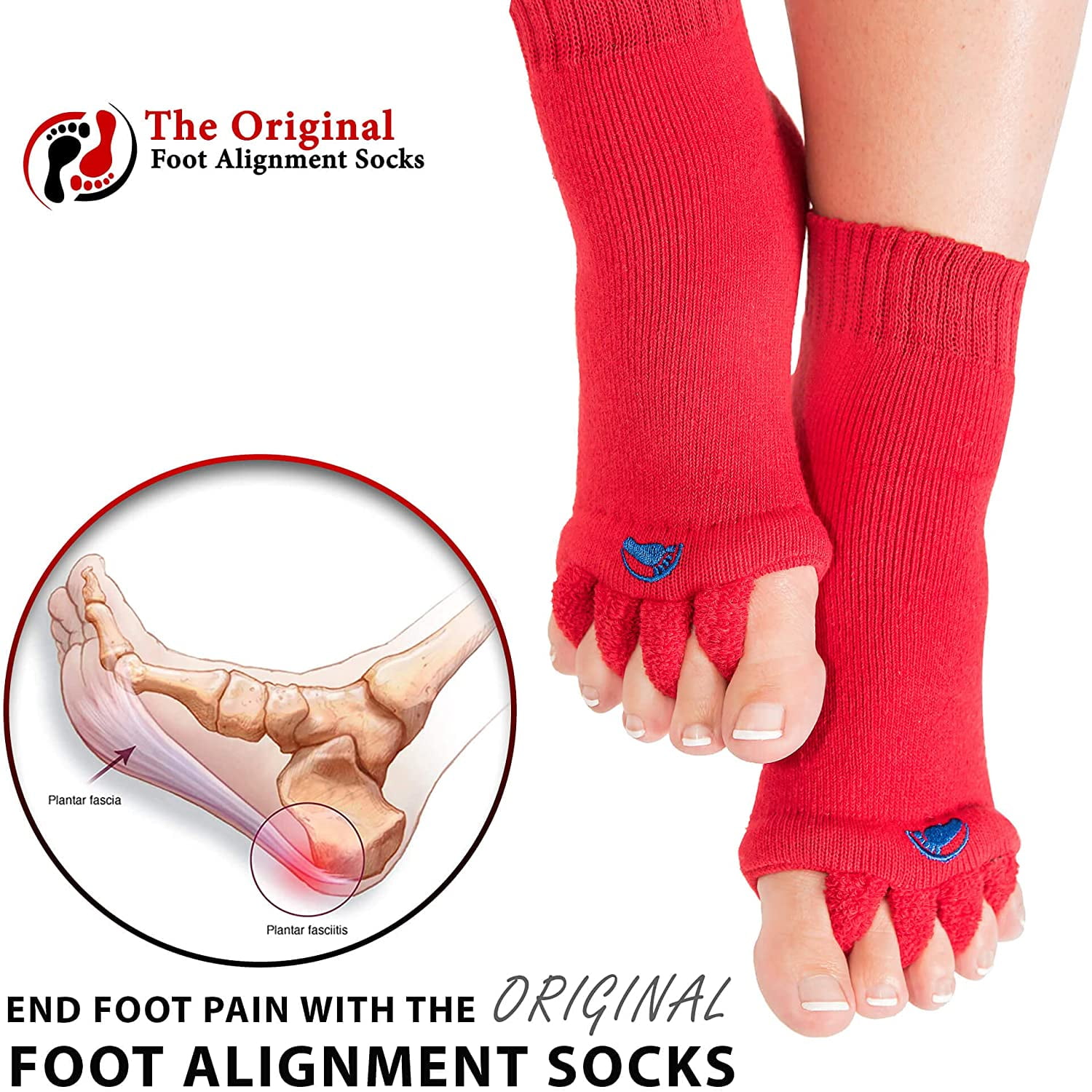 Original Foot Alignment Socks Red Medium Womens 7-9/Mens 5-8 Happy Feet Medium Original Foot Alignment Socks Red Medium Womens 7-9/Mens 5-8 Happy Feet Medium