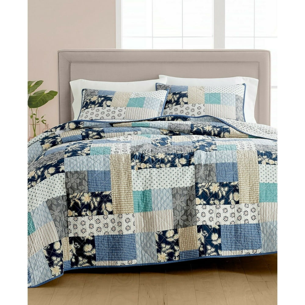 Martha Stewart Collection Contrast Patchwork Cotton Reversible Quilt
