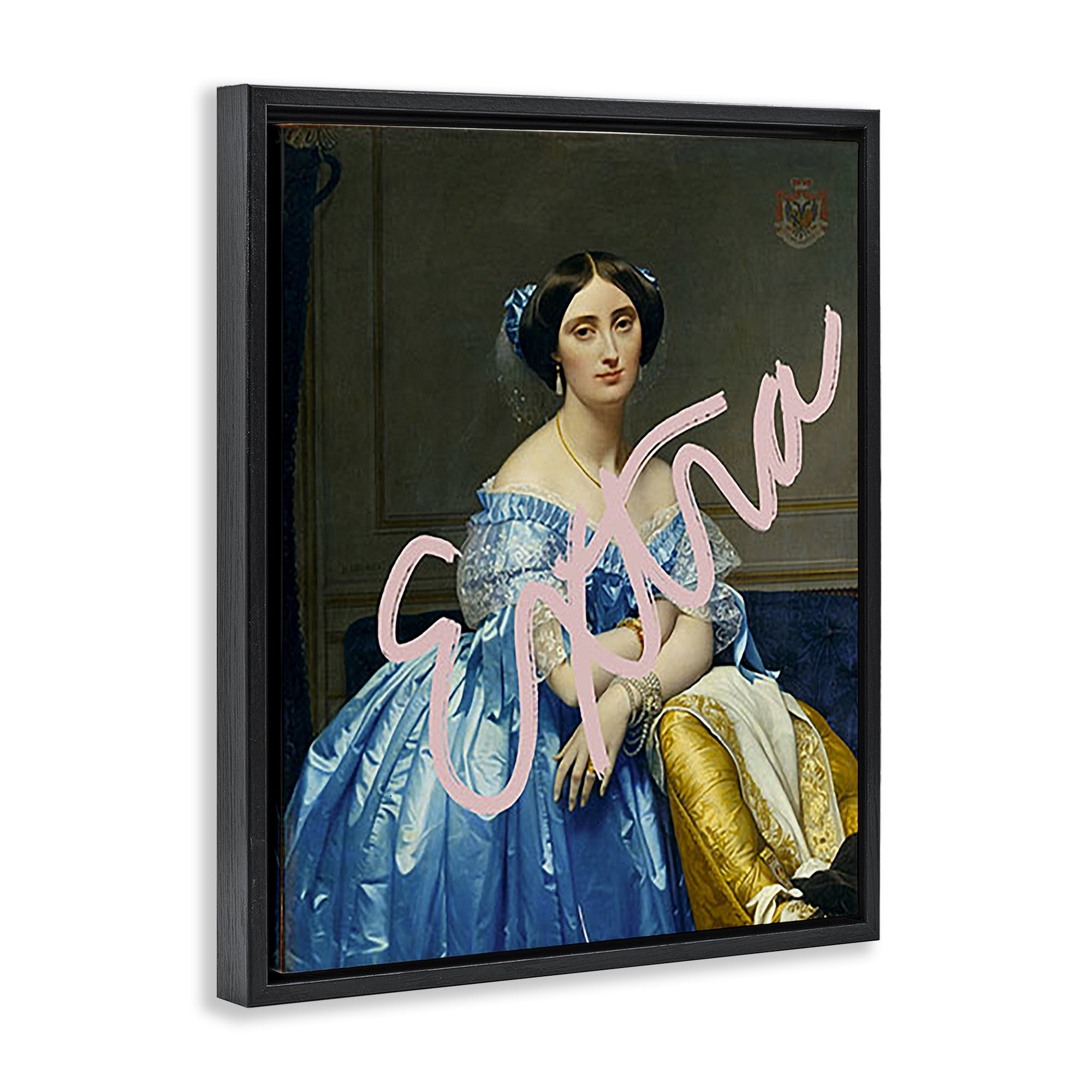 Stupell Industries Extra Classical Portrait Novelty & Humor Painting Black Floater Framed Canvas Art Print Wall Art, 25 x 31