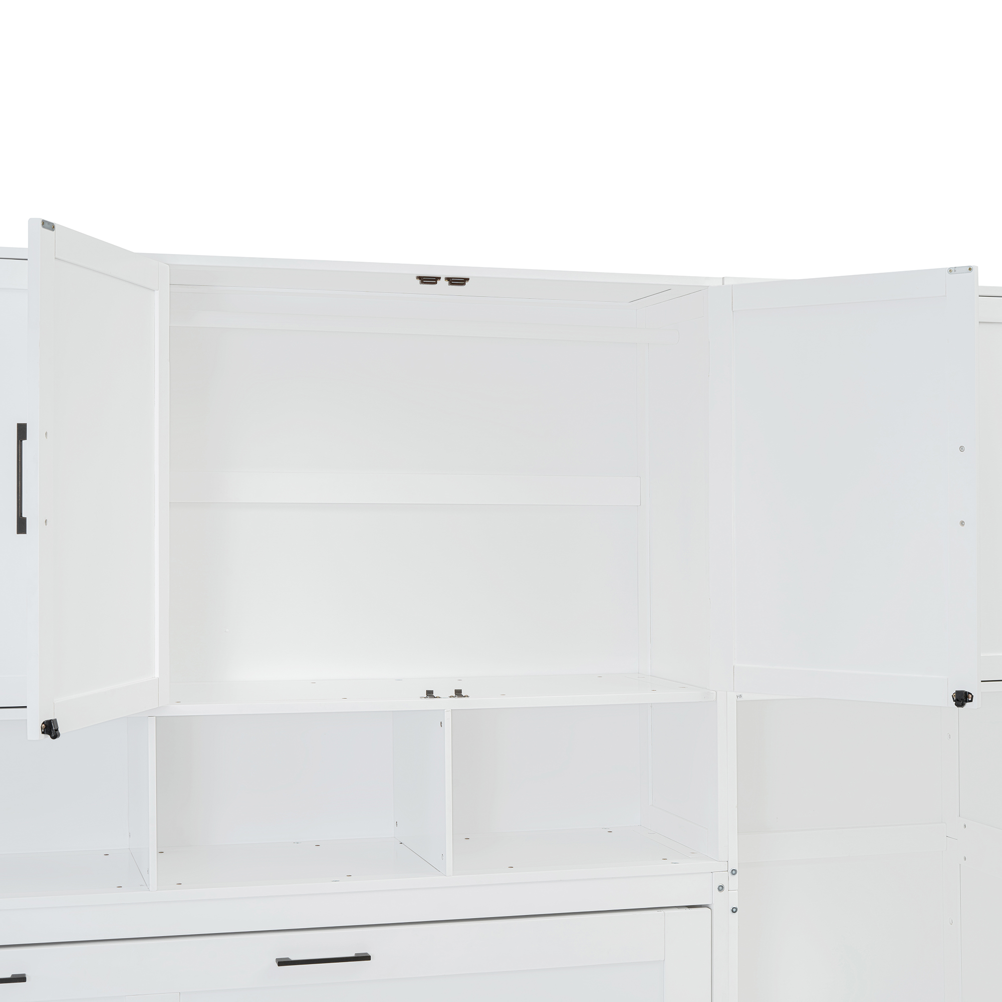 Twin Size Murphy Bed with Closet, Writing Desk, Storage Shelves for Space-Saving Guest Room