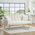 thumbnail image 5 of Convertible Futon Sofa Bed,69 Inch Modern Teddy Loveseat Sofa Couch with Adjustable Backrest for Small Space,Living Room,Beige, 5 of 8