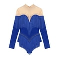 thumbnail image 3 of Rswnyirn Women Tassel Latin Dance Leotard Long Sleeve Shiny Fringe Tango Salsa Cha-Cha Bodysuit Blue XXL, 3 of 5
