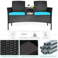 thumbnail image 3 of RELAX4LIFE Conversation Furniture Set with Table and Two Removable Cushions Rattan Wicker Chairs and Table Set for Patio,Garden, Baloney and Lawn Outdoor Porch Furniture Sets Loveseat (Black+Blue), 3 of 9
