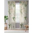 thumbnail image 5 of Sheer Curtains 108 Inches Long, Watercolor Floral Semi Sheer Curtains Light Filtering Window Treatment, Spring Flowers Birds Plants Country Beige Privacy Voile Drapes for Living Room 52x108 Inch, 5 of 7