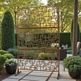 thumbnail image 2 of Tcbosik 76"H x 48"W Metal Privacy Screen, Freestanding Privacy Fence for Outdoor, Balcony, Deck, Patio, Garden, Backyard, Brown, 2 of 8