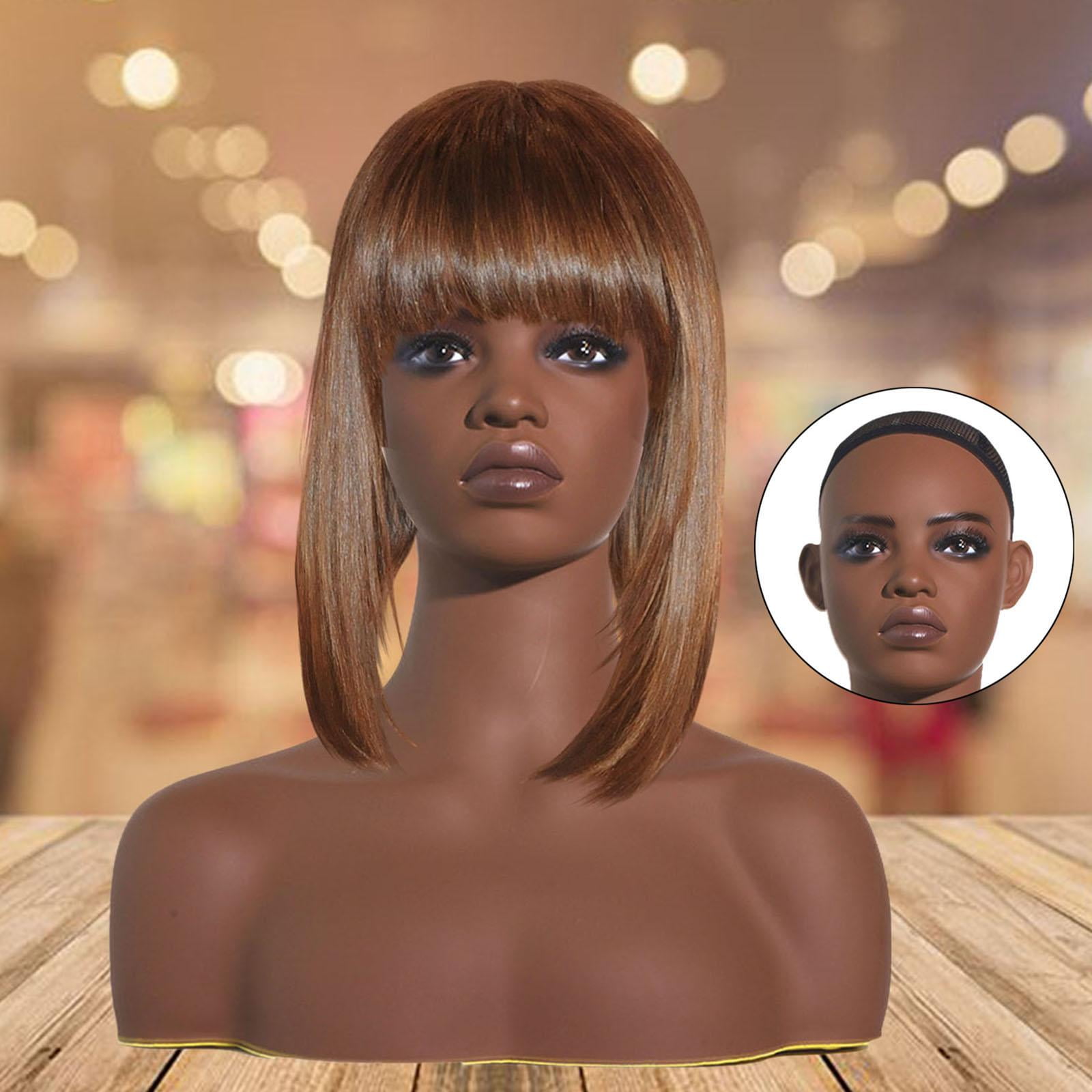 FITYLE Realistic Female Mannequin Head Hat Display Stand Holder Multipurpose Earring Holes with Shoulders Head for Jewelry Scarf