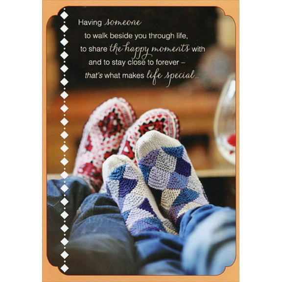 Designer Greetings Walk Beside You: Intricate Patterned Socks Companion : Partner Birthday Card