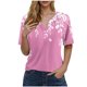 thumbnail image 1 of Blusas de Manga Corta para las Mujeres Impresas Cuello Redondo Casual Top, Blusa de Algodón de Imitación para el Hogar Y Diario, 1 of 5