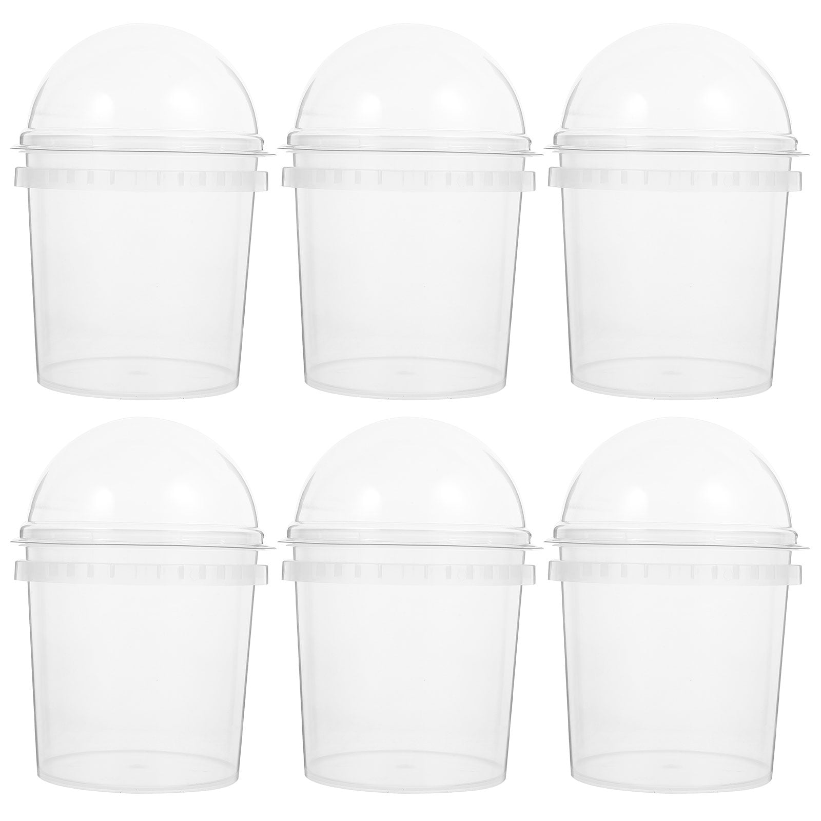 Shisuyan 6pcs Plastic Cups with Dome Lids Ice Cream Cups Snack Bowl Popcorn Container