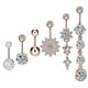 thumbnail image 5 of Juego de seis piezas de piercing para el ombligo en oro rosa Joyas para piercing en el ombligo, 5 of 5