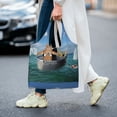 thumbnail image 5 of Wukai Two Brave Cats Are Floating On The Sea Iceberg Sturdy and Stylish Reusable Canvas Tote Bag: Eco-Friendly, Heavy-Duty Grocery Shopping Bag with Reinforced Handles, 5 of 7