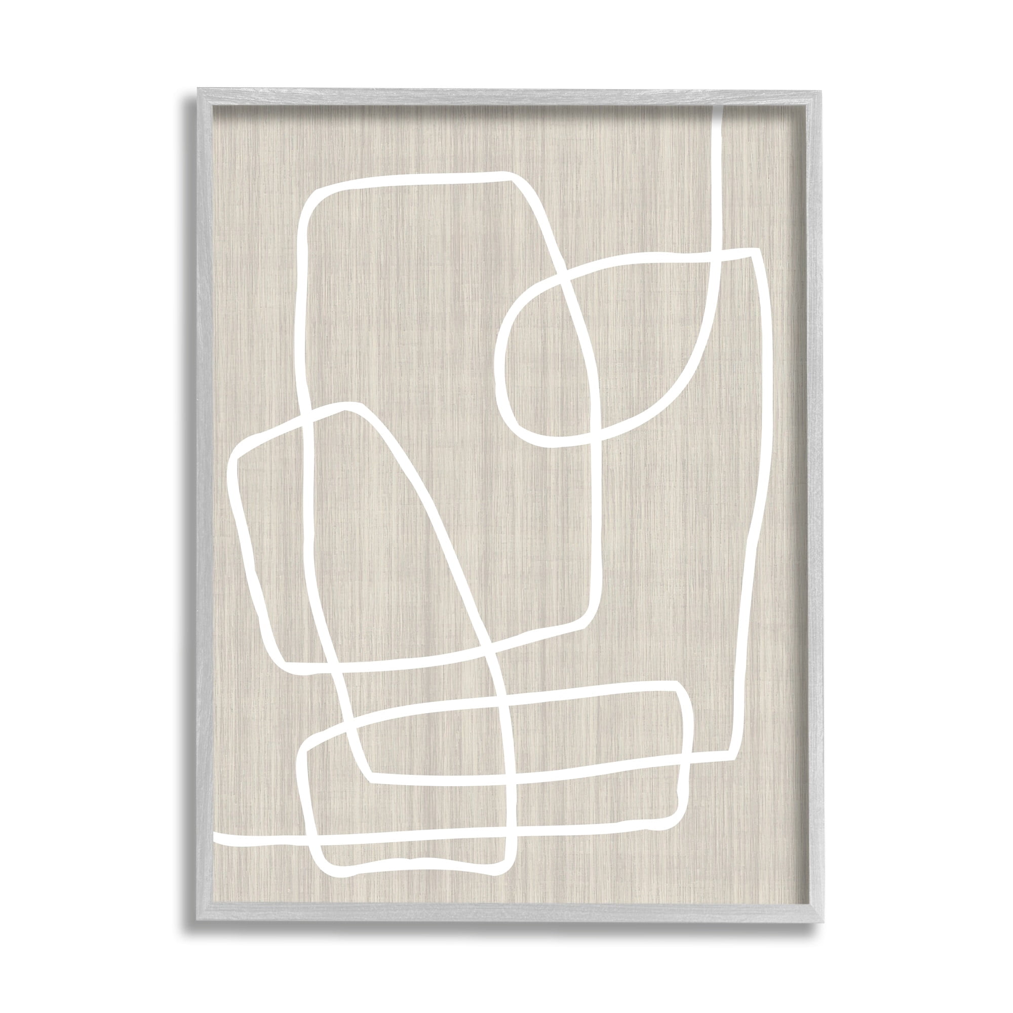 Stupell Industries Contemporary White Line Shapes Minimal Grain Design Framed Wall Art, 24 x 30, Design by Alpenglow Workshop